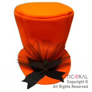 SOMBRERO GALERA BRUJA HALLOWEEN NARANJA CON APLIQUE NEGRO x 1